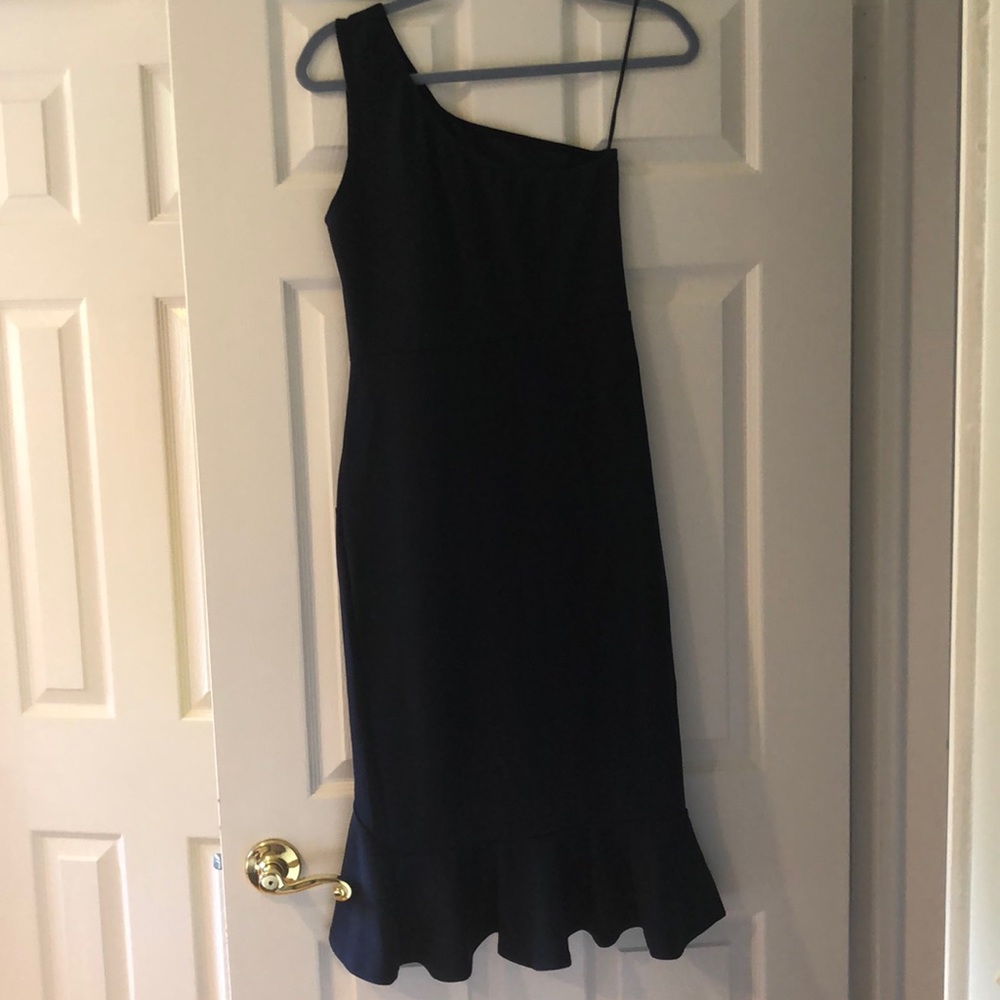 Navy Blue One Shoulder Dress. NWT